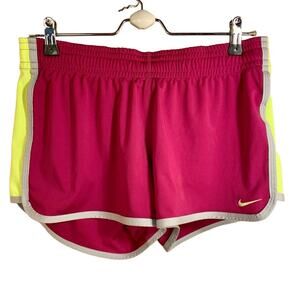 Nike DRI FIT Running Shorts Womens S Pink Yellow Neon Fluorescent VTG Y2K 90s